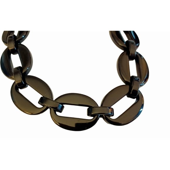 Diana Broussard Carly Black And Gold Tone Chunky Statement Choker Necklace 23" - Picture 5 of 7